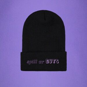 BRAND NEW OLIVIA RODRIGO SPILL UR GUTS BEANIE SOLD OUT ONLINE!!! BLACK & PURPLE